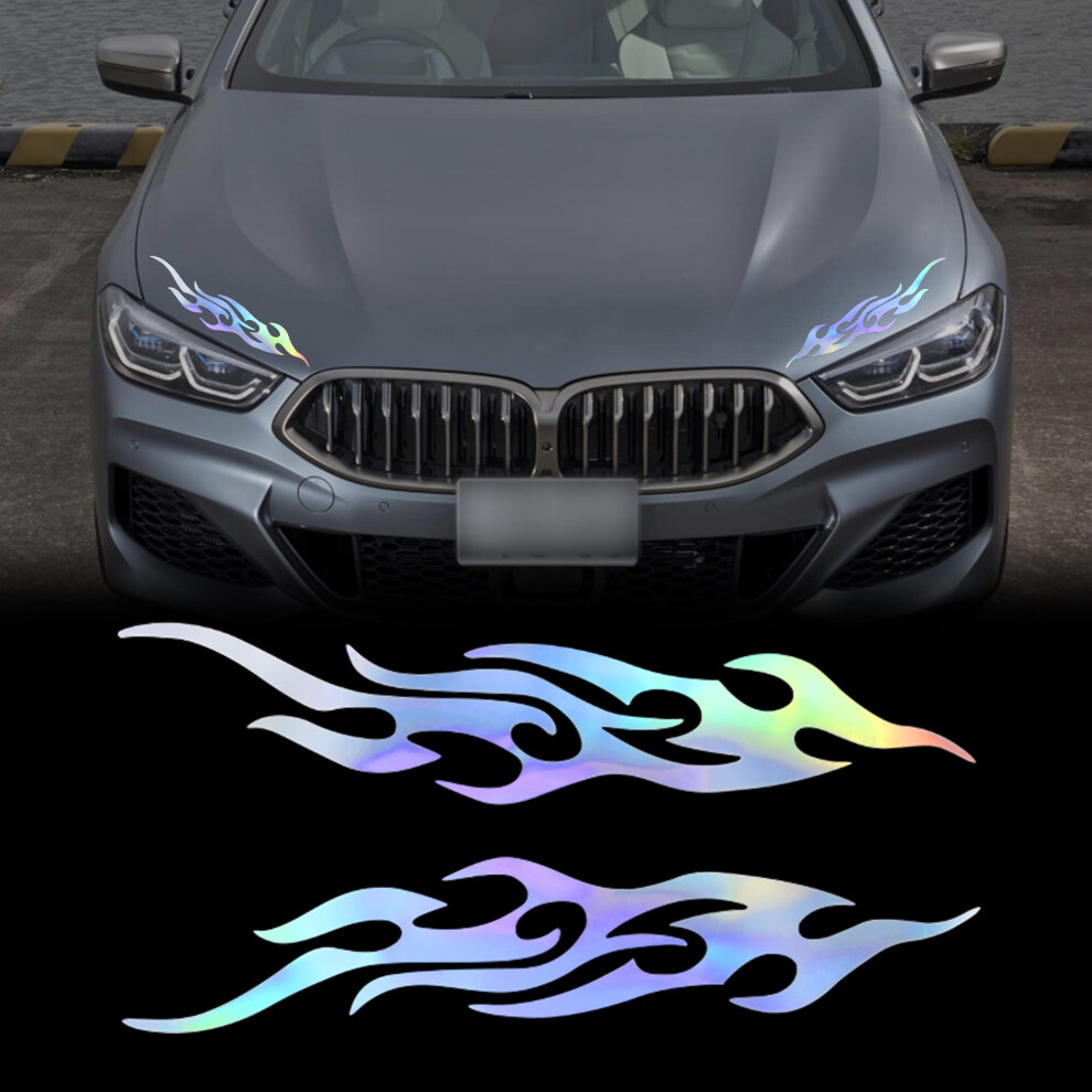 Tomall 2 Pcs 40Cm Flame Reflective Sticker For Car Flame Racing Sports Stripe Decal For Golf Cart Vinyl Waterproof Decal Decoration For Car Body Side 5051226087134
