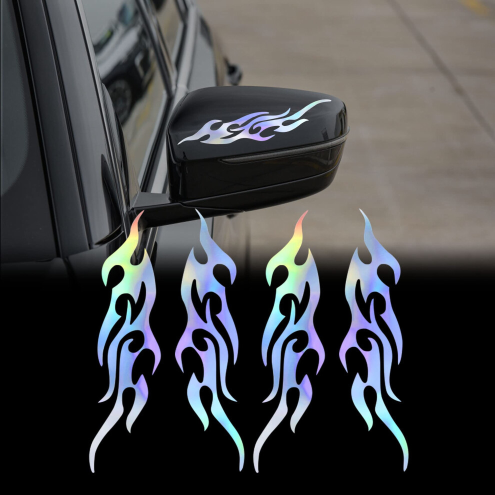 Tomall 4 Pcs 19Cm Flame Reflective Sticker For Car Flame Racing Sports Stripe Decal For Golf Cart Vinyl Waterproof Decal Decoration For Car Body Side 5051226088667