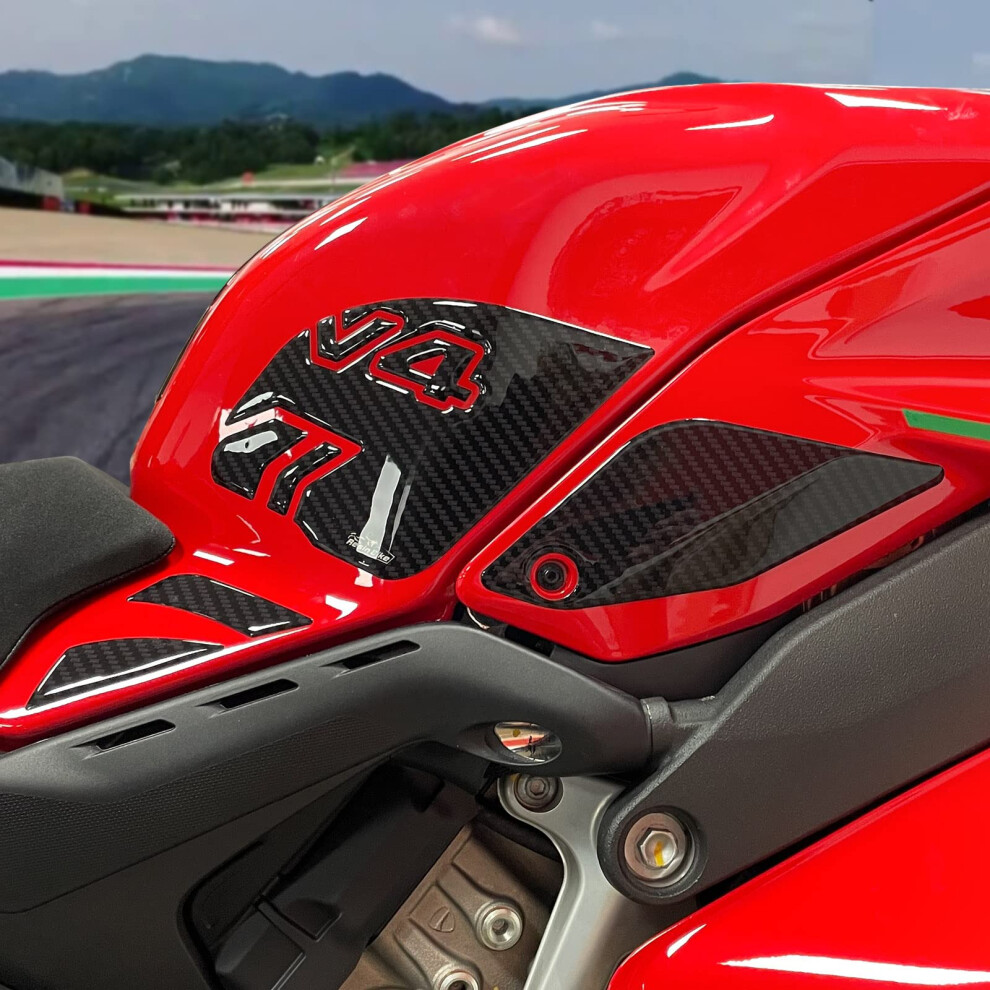 Resin Bike Motorcycle 3D Stickers Compatible With Ducati Panigale V4 And V4s 2022-2024. Tank Side Protections From Bumps And Scratches. Pair Of Resin 5051226089145