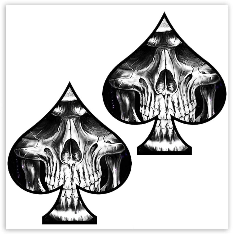 Skinoeu? 2 X Vinyl Self-Adhesive Stickers Ace Of Spades Skull Laptop Ipad Car Window Auto Moto Motorcycle Helmet Bike Skate Truck Racing Tuning B 61 5051226087219