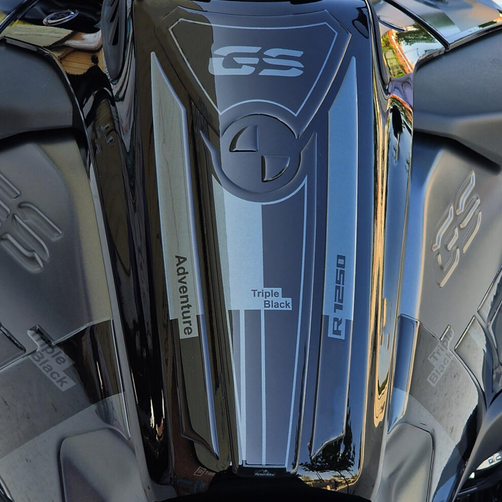 Resin Bike Motorcycle 3D Stickers Compatible With Bmw R 1250 Gs Adventure Triple 2021-2024. Tank Protector Protection From Impact And Scratches. Black 5051226088315