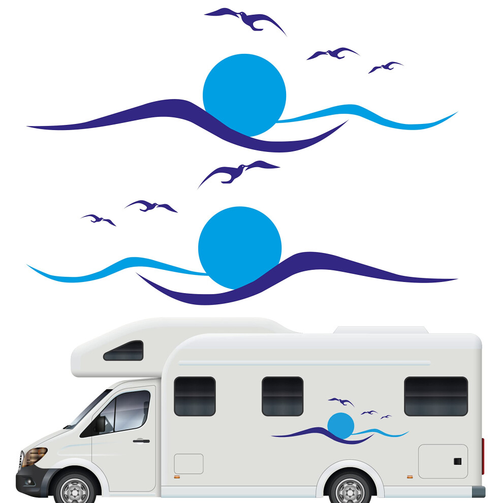 Gift Island Waves And Seagulls Camper Van And Motorhome Sticker Vinyl Decal, Campervan Accessories Stickers Decals, Original Graphics, Camping Vans, 5051226089602
