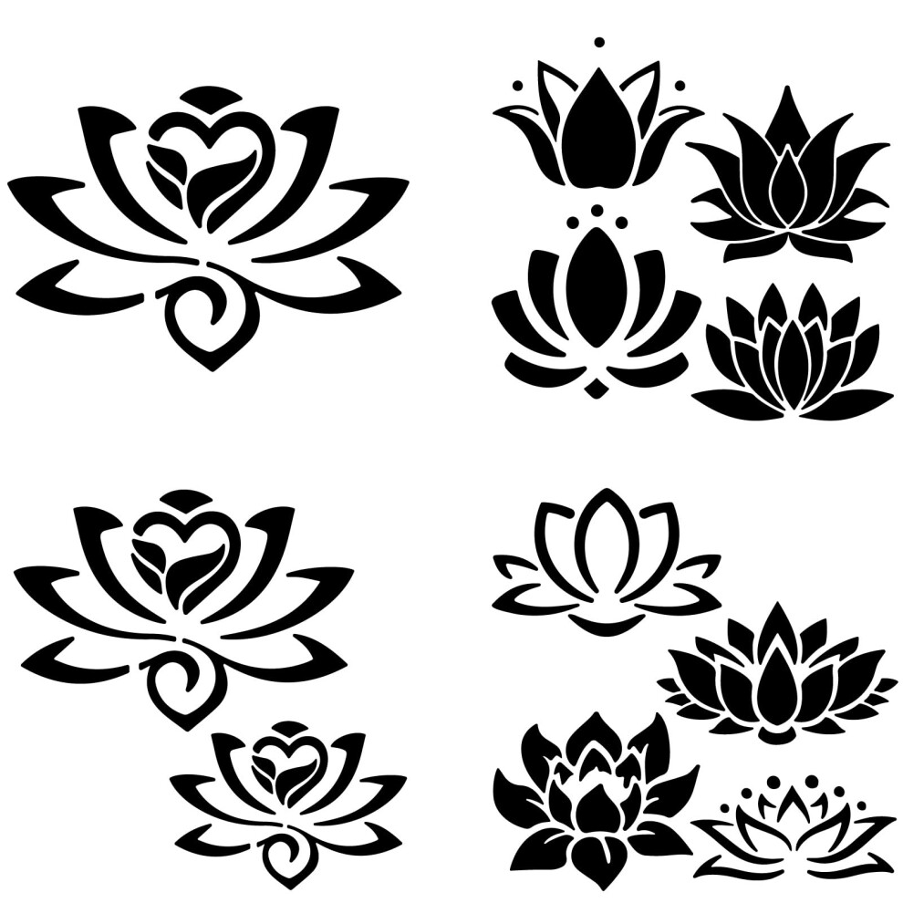 Gorgecraft 4 Styles Lotus Flower Decal Lotus Car Sticker Flower Car Decals Motorcycle Decoration Waterproof Self-Adhesive Decals Car Laptop Black 5051226088971