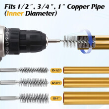 Kupferrohrreiniger für Bohrer, Set Enthält Externe Drahtbürsten für Bohrungen, Interne Rohrreinigungsbürsten (1/2 Zoll, 3/4 Zoll, 1 Zoll)