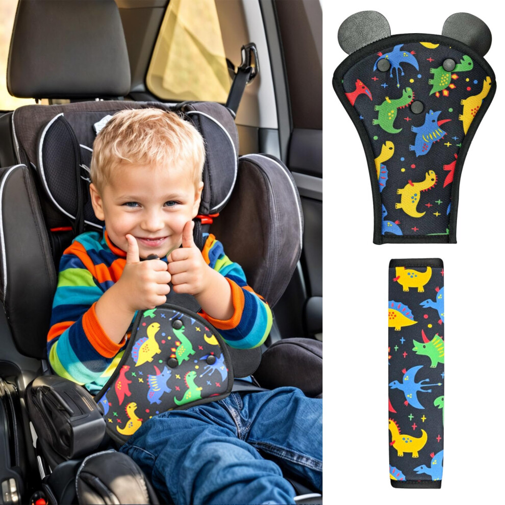 Doineufl Seatbelt Covers, Universal Car Seatbelt Covers Kids, Seat Belt Covers, Car Seat Accessories, Child Seat Belt Pads Shoulder Pad (Dinosaur
