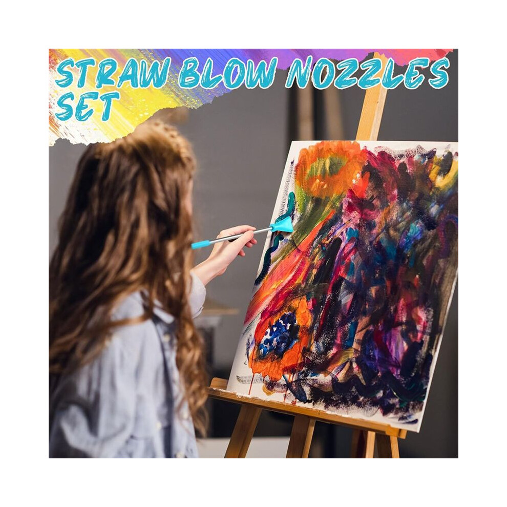 Tlily 8 Pcs Acrylic Pouring Paint Supplies, Stainless Steel Straw Blow Nozzles Set Fluid Art Tools, For Fluid Art Bloom
