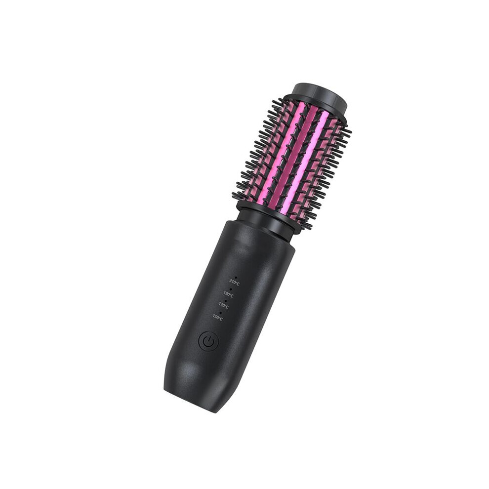 Tlily Cordless Hair Curling Iron Brush, Travel Hot Straightener Comb, 3-In-1 Portable Wave Curling Wand,Heated Brush B