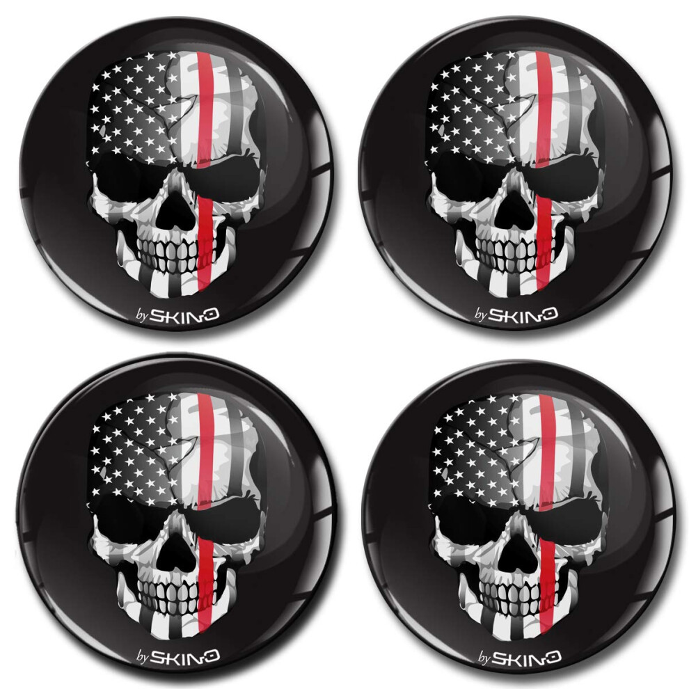 Skinoeu? 4 X 50Mm Domed 3D Wheel Rims Center Stickers For Centre Hub Trim Caps Skull Usa Flag Thin Line Auto Moto Car Logo Badge A 3250 Red 5051226095283