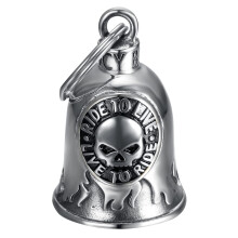 BOBIJOO Jewelry - Motorcycle Bell Mocy Bell Skull Ride to Live Stainless Steel Silver