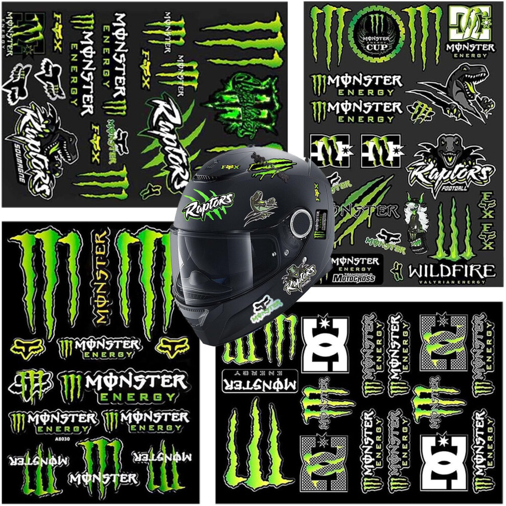 Yreybn 4 Pack Monster Energy Stickers, Helmet Stickers, Funny Car Stickers, Motocross Stickers, Skateboard Laptop Bicycle Cartoon Decal Suitable For 5051226090776