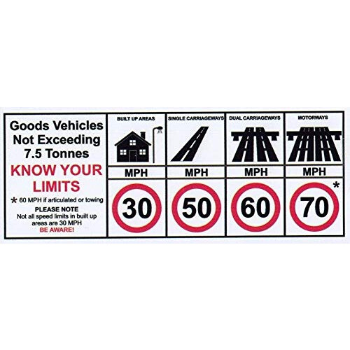 Van Speed Limit Sticker 149MM X 60MM Courier Van Minibus Know Your Speed Limits