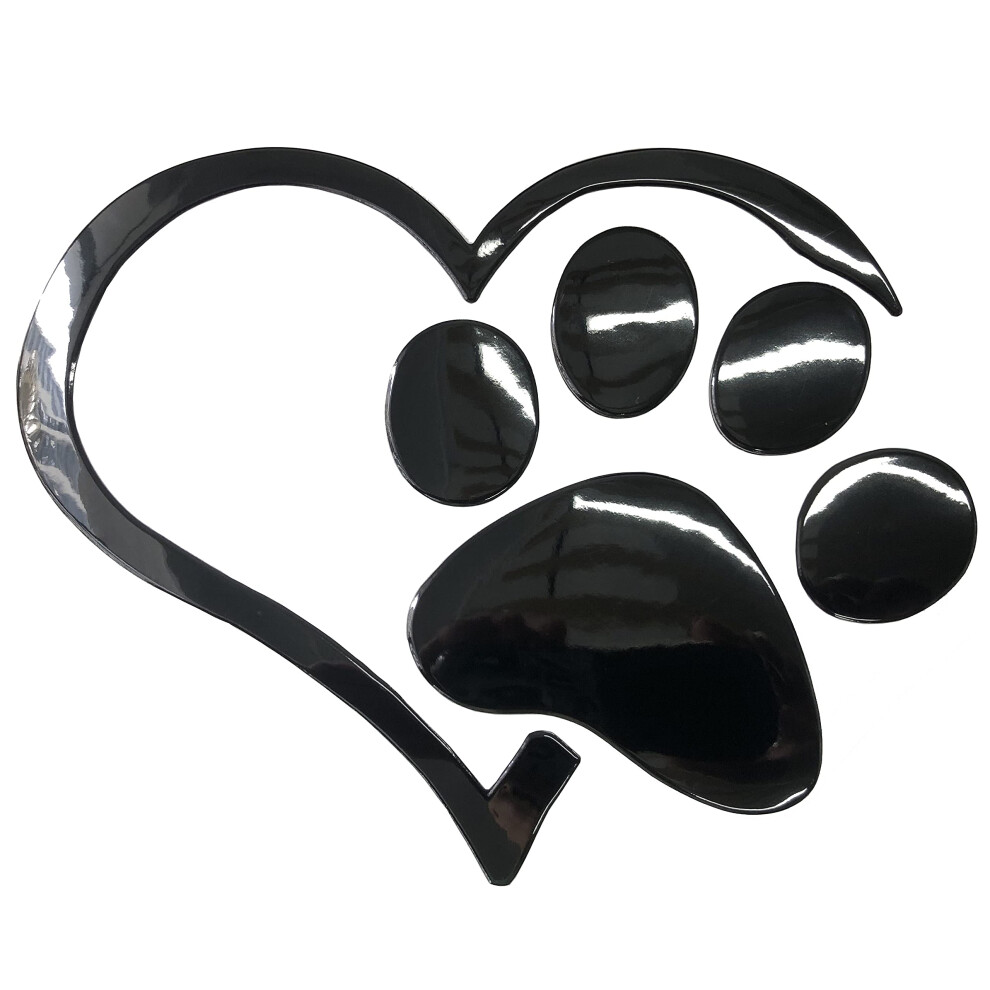 Newl 3D Chrome Cute Dog Paw Footprint Heart Sticker Decal Auto Car Emblem Decal Decoration (Black) Peach/Black 5051226092602