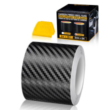 Spurtar Carbon Fiber Vinyl Tape, 5 cm x 6M (2 Inch x 20ft) Universal Chrome Black Dry Carbon Fiber Detailing Tape Overlay Wrap Roll DIY 3D Carbon Car