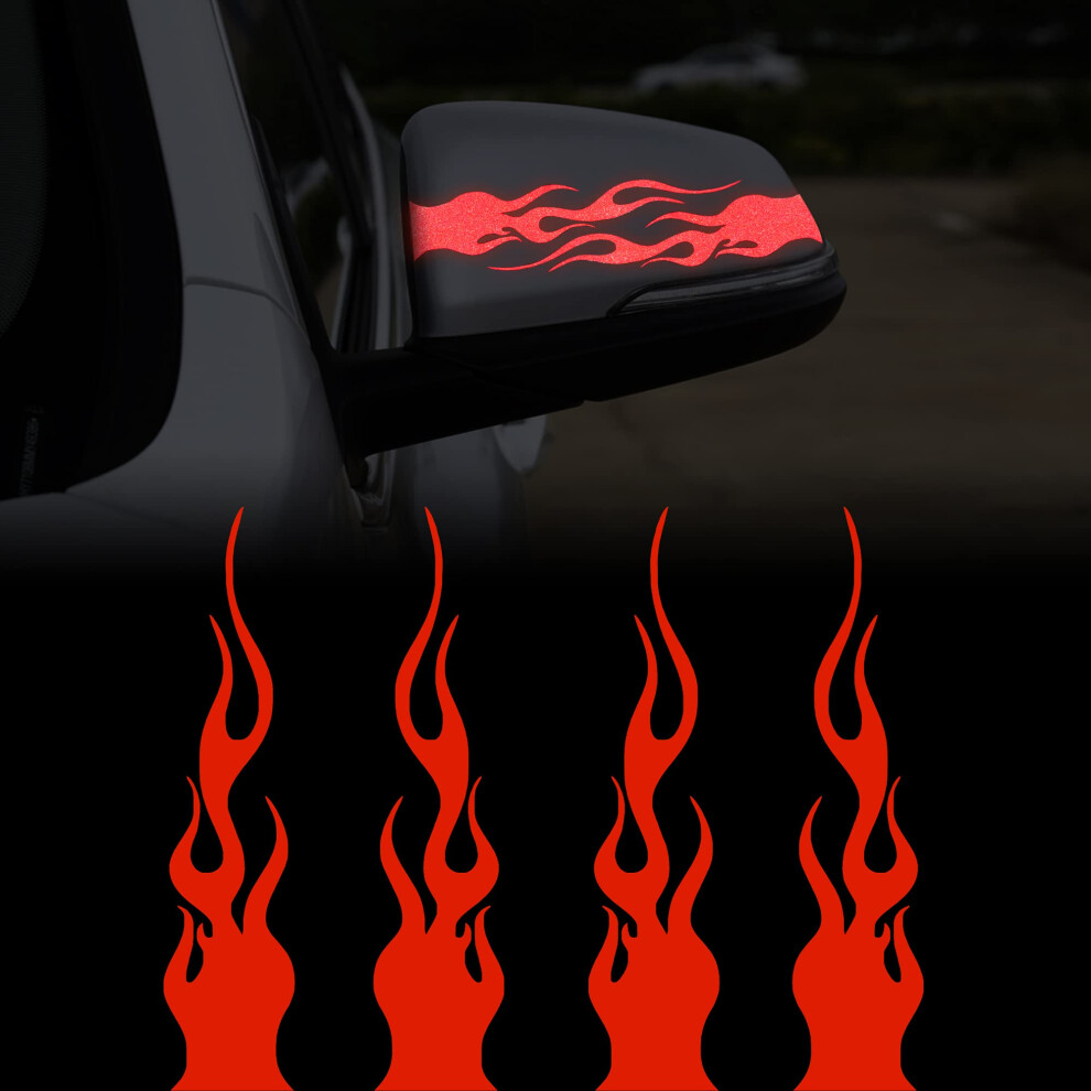 Tomall 4 Pcs 5.9'' Flame Reflective Sticker For Car Vinyl Racing Sports Flame Stripe Decal For Golf Cart Off-Road Vehicles Motorcycles Bike Skateboard 5051226092886