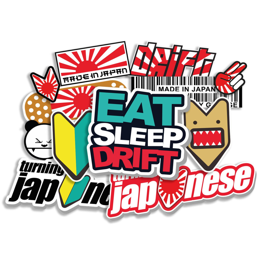 Finest Folia Jdm Sticker Set For Car, Motorcycle, Helmet, Japan Stickerbomb, Japanese Oem Sticker, Tuning Car Sticker Film, Self-Adhesive, 5051226092503