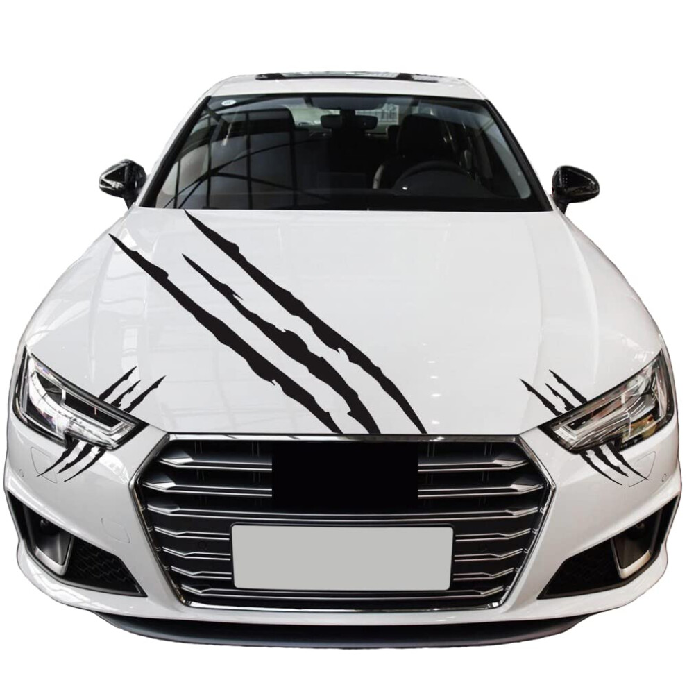 3Pcs Car Hood Decals, Claw Mark Stickers For Hood And Headlights Decor, Fit Cars Suvs Vans And Off-Road Vehicles (Black) Black 5051226084706