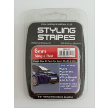 Pin Stripe 6mm x 10mtr Self Adhesive Car Pin Stripe Black - White - Red - Gold - Silver Coach Tape Styling Stripe (Red)