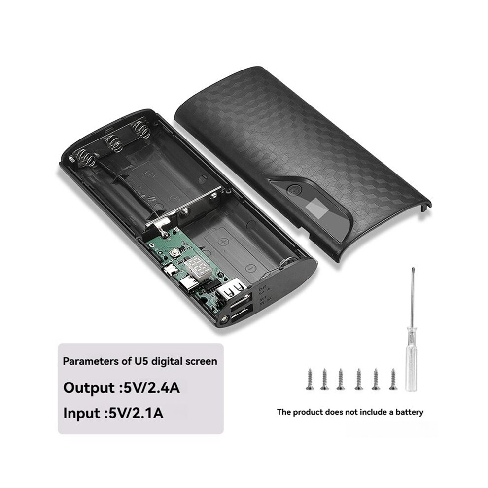Diy 18650 Battery Power Bank Case Diy Detachable Battery Charger Box For Mobile Phone Power Supply Without Battery Black 4713045525792