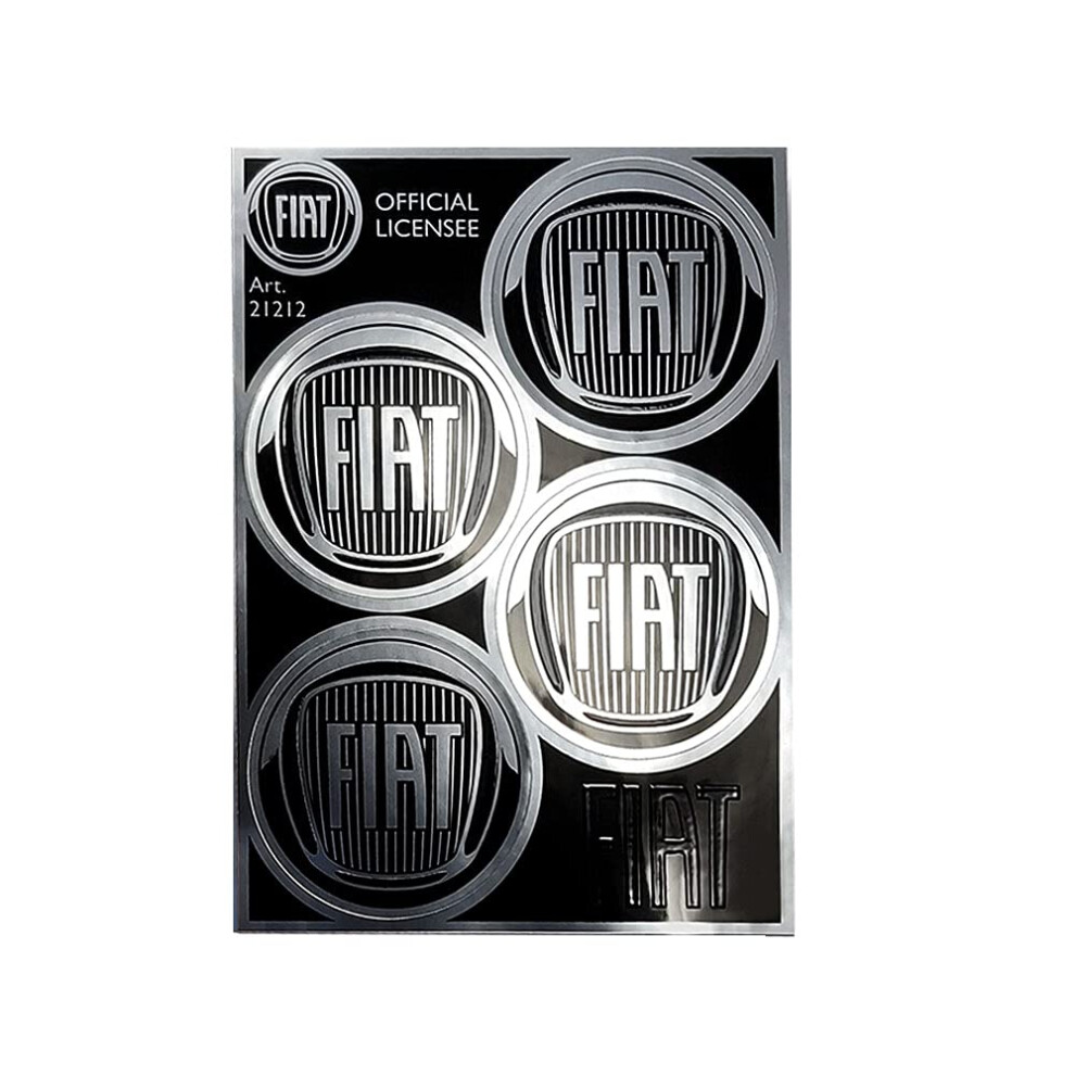 Fiat 21212 Official Wheel-Cover Stickers 4 Logos 48 Mm Black 5051226098369