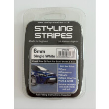 Pin Stripe 6mm x 10mtr Self Adhesive Car Pin Stripe Black - White - Red - Gold - Silver Coach Tape Styling Stripe (White)