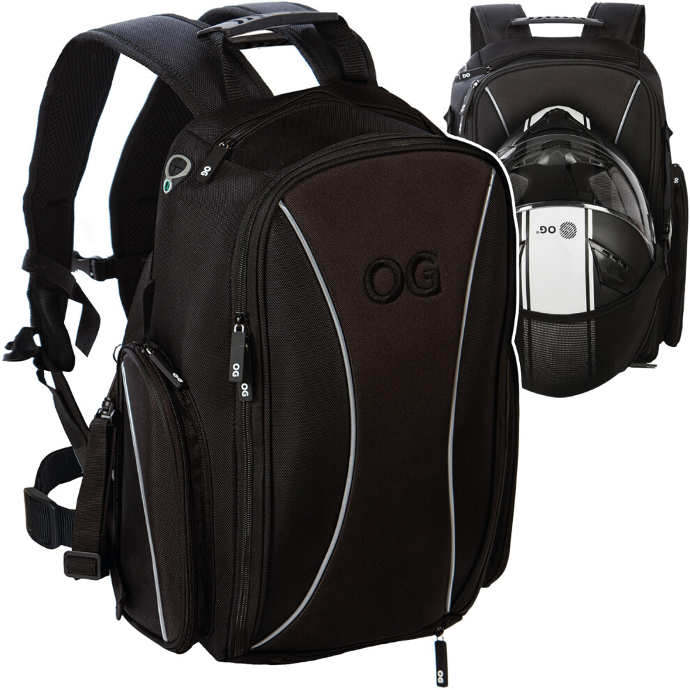 Og Original Motorcycle Backpack Go Waterproof, 20L, Motorbike Helmet Strap, Helmet Bag, Cycling Bag, Man, Laptop, Reflective Black 5051226097294