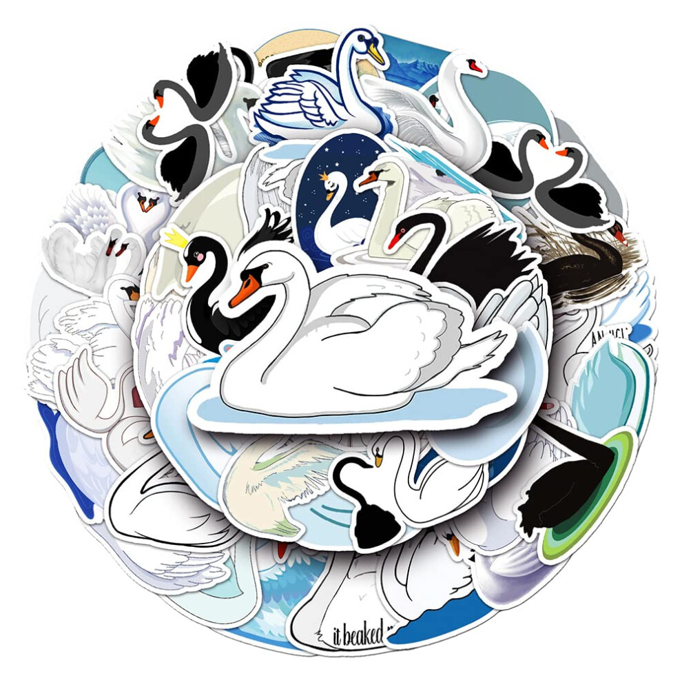 Elegant Swan Vinyl Stickers, 50 Pcs Waterproof Illustrated Animal Decals For Laptops, Scrapbooking, Journals, Notebooks, Water Bottles, Suitcases, 5051226085079