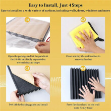 6Er-Pack Schalldichte Schaumstoffplatten, 2 X 12 X 12 Zoll, Selbstklebende Schalldichte Keil-Akustikschaumstoff-Wandpaneele mit Hoher Dichte