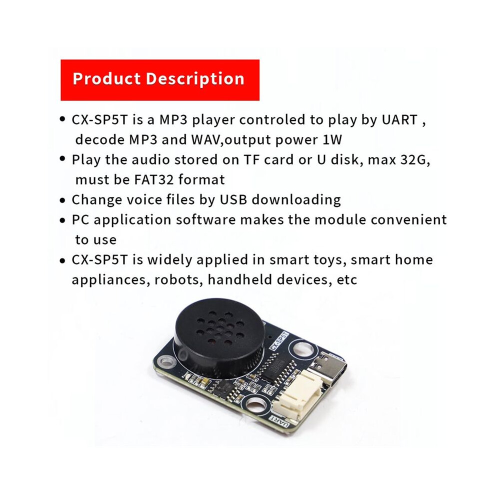 Mp3 Voice Playback Moduleuart Serial Port Control Intelligent Voice Broadcast Compatible Electronic Building Block Music 6033968193853
