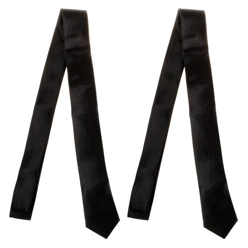 2X Unisex-Krawatte Polyester,Schwarz,2 Zoll