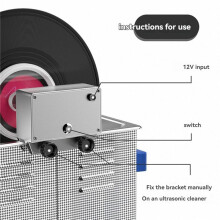 Lavadora de Discos de Vinil Ultrassônica de 6L com Suporte, Limpador Giratório de Vinil para Lavagem de Discos LP EP de 7 A 12 Polegadas, 1 RPM/MIN