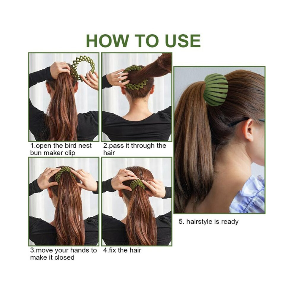 Tlily Unisex Bird Nest Magic Hair Clip - Expandable Hair Bun Maker Hair Accessories For Women Ponytail Holder Hair Bun Clip Flocking