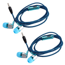 2X H-169 3.5mm MP3 MP4 Wiring Subwoofer Braided Cord, Universal Music Headphones with Wheat Wire Control()