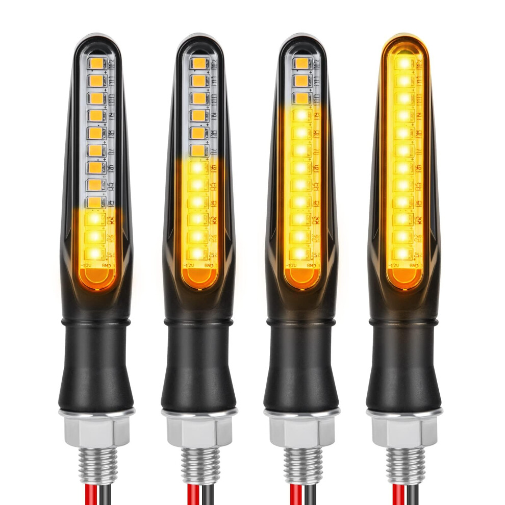 Uraqt 4Pcs Motorcycle Indicators, Flowing Mode Turn Signal Lights, Motorcycle Turning Indicators, 12V 12 Led Universal Waterproof For Scooter Quad 5051226078620