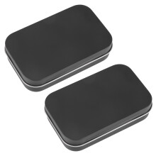 2X 95X60X21Mm Boîte En Fer Noir Boîte En Métal Noir Avec Boîte À Bonbons Mat Petite Boîte