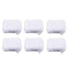 300 Pieces 4 By 6 Inch Organza Gift Bags Drawstring Jewelry Pouches Wedding Party Favor Bags (White)