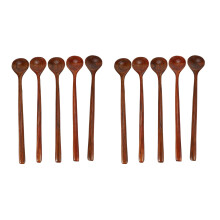 Cucharas Largas De Madera, 10 Piezas Estilo Coreano 10,9 Pulgadas De Mano Largo De Madera Natural