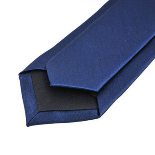 20X Polyester Narrow Neck Tie Skinny Solid Dark  Thin Necktie for Men (2 Inch Max Width) 1