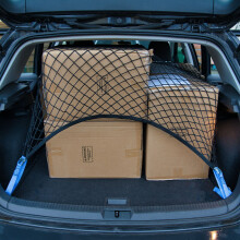 Vicera Luggage net 120 x 100 cm, boot net for large SUVs, buses with clamping lock straps, load securing for the boot