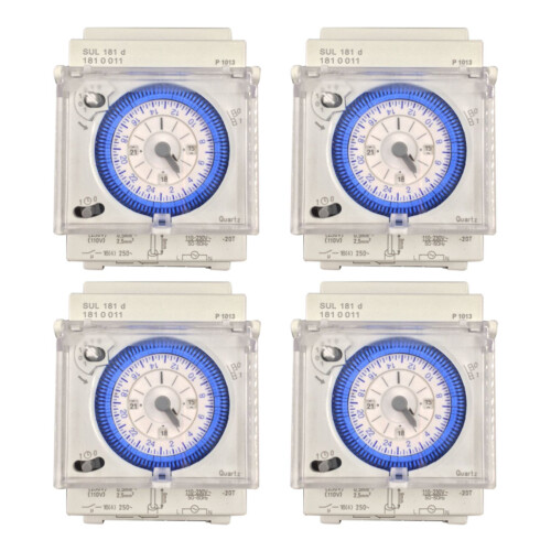 4X Analog Mechanical Timer  110V-220V 24 Hours Daily Programmable 15Min Setting   Relay SUL181D