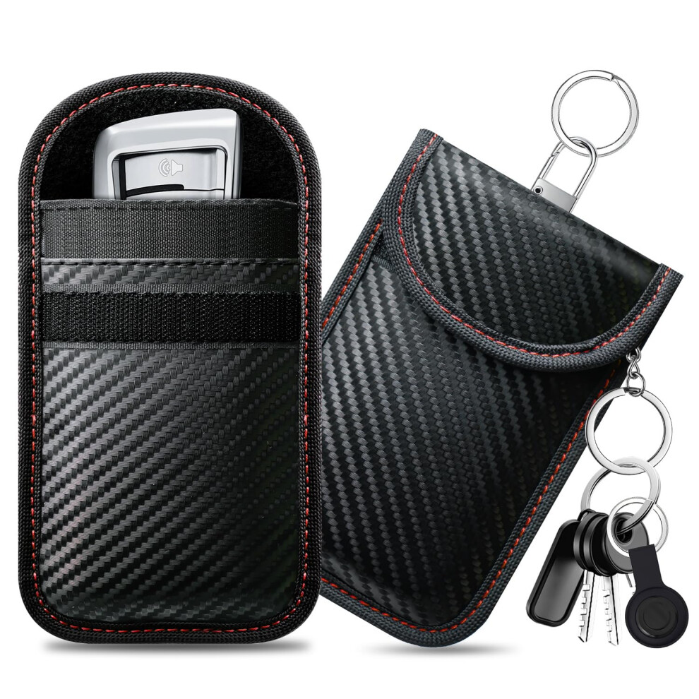 Caslord Faraday Pouch For Car Keys, Pack Of 2 Anti-Theft Rfid Key Fob Protection Bag With 4 Pack Key Rings For Car Security, Keyless Entry Car Keys 5051226180194