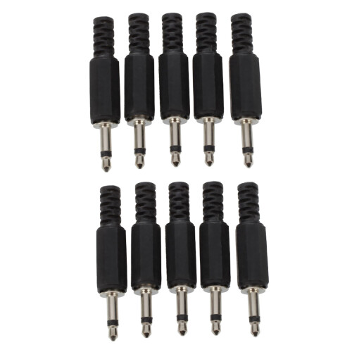 10 x Black Plastic 3.5mm Male Mono Plug Jack Audio Adapter Connector 1