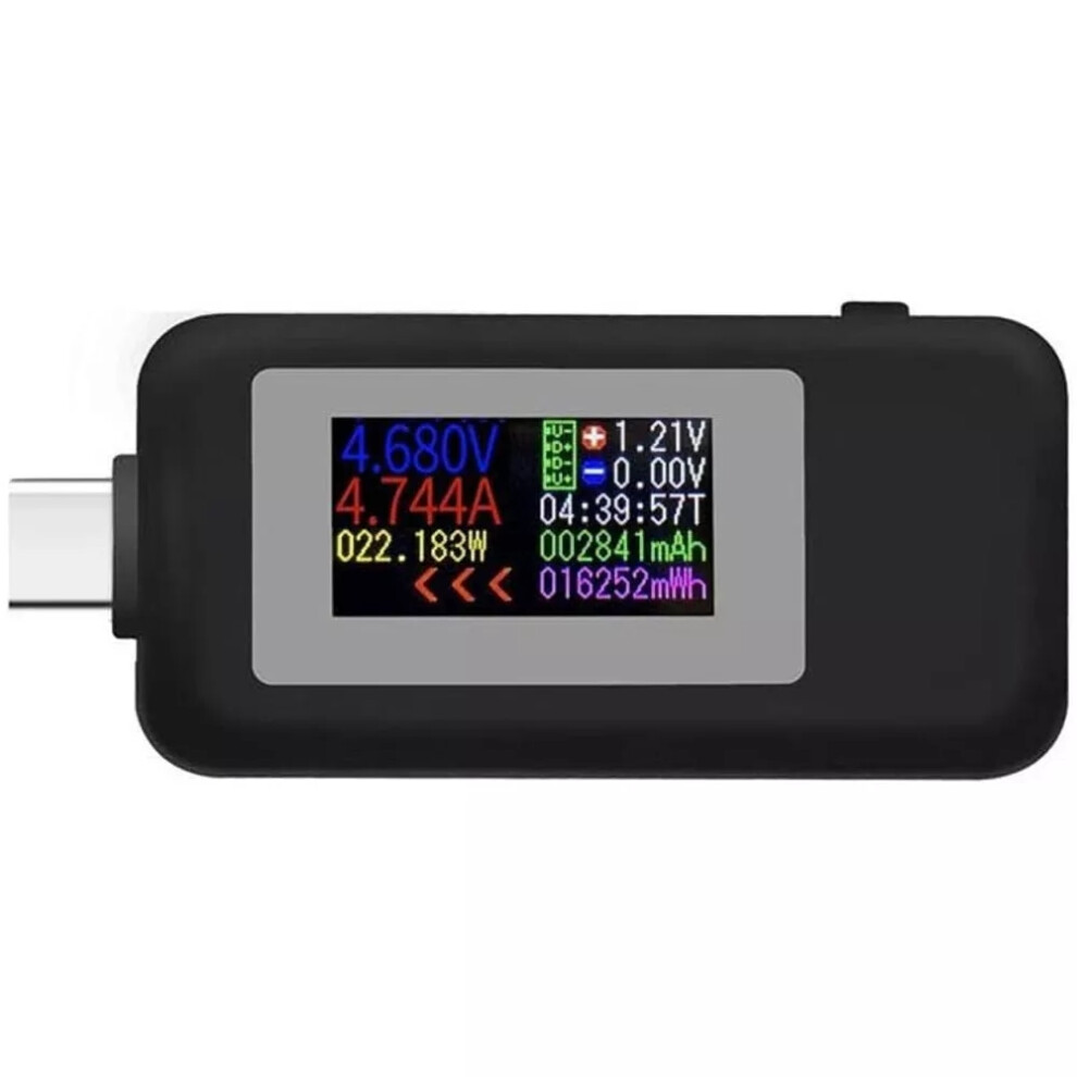 (Black) Usb Type-C Power Tester Voltage Current Capacity Meter Usb-C Multimeter 4-30V 5A Black 110691410085