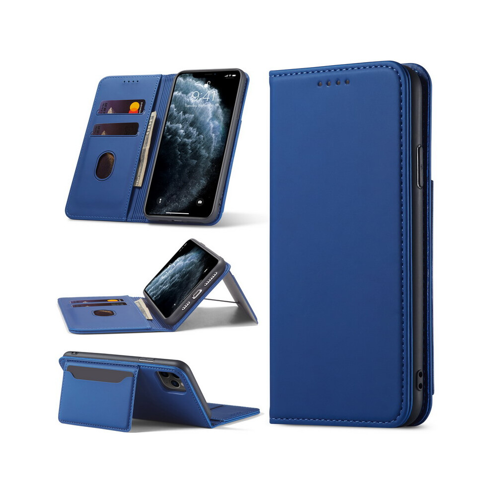 (, For Iphone12 Pro) Magnetic Leather Case For Iphone 12 Luxury Flip Wallet Card Holder Stand Phone Cover Blue 320997858119