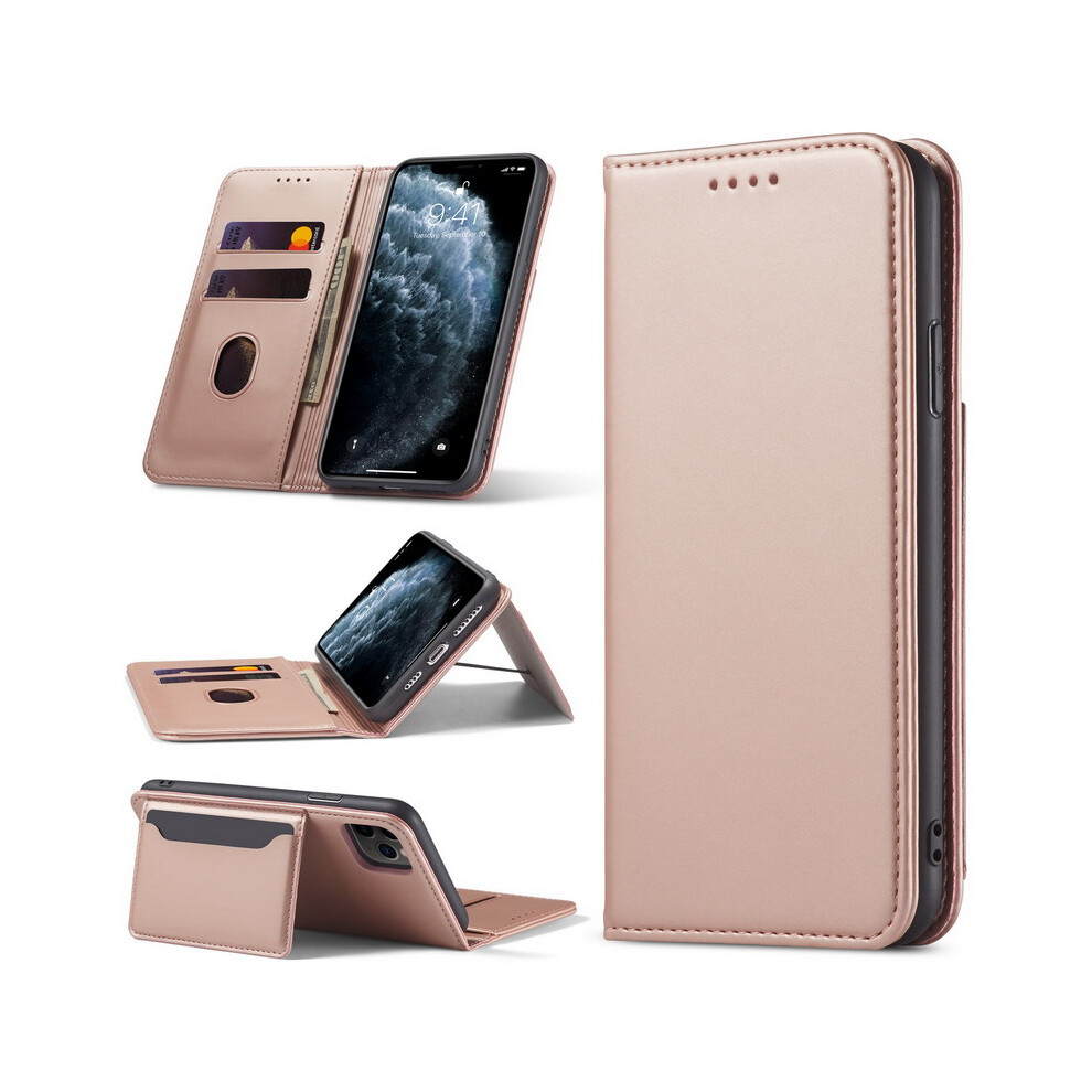 (, For Iphone12 Pro Max) Magnetic Leather Case For Iphone 12 Luxury Flip Wallet Card Holder Stand Phone Cover Pink 320997858157