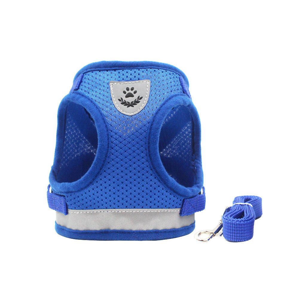 (Blue, Xs) Reflective Safety Pet Dog Harness And Leash Set For Small Medium Dogs Cat Vest Puppy Chest Strap 320997764588