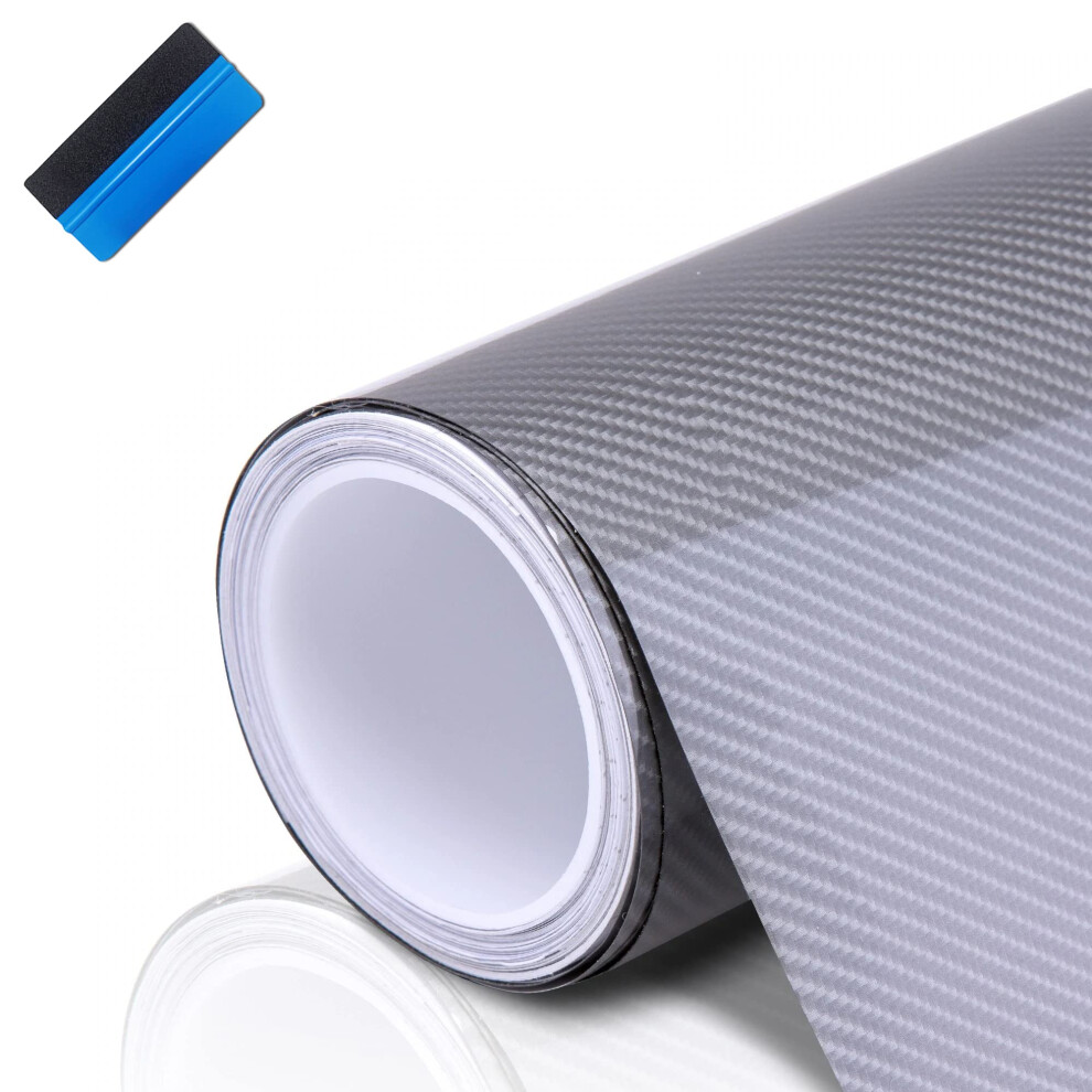 Newl 6D Carbon Fiber Stickers High Gloss Car Carbon Fiber Vinyl Film Carinterior Waterproof And Anti-Scratch Sticker (30Cm X 150Cm) Silver 5051226214899