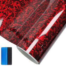 NewL Forged Carbon Fiber Red Vinyl Wrap Sticker Free Bubble Air Release DIY Decal Car Auto Vehicle Morotcycle Self Adhesive (30cm x 300cm)