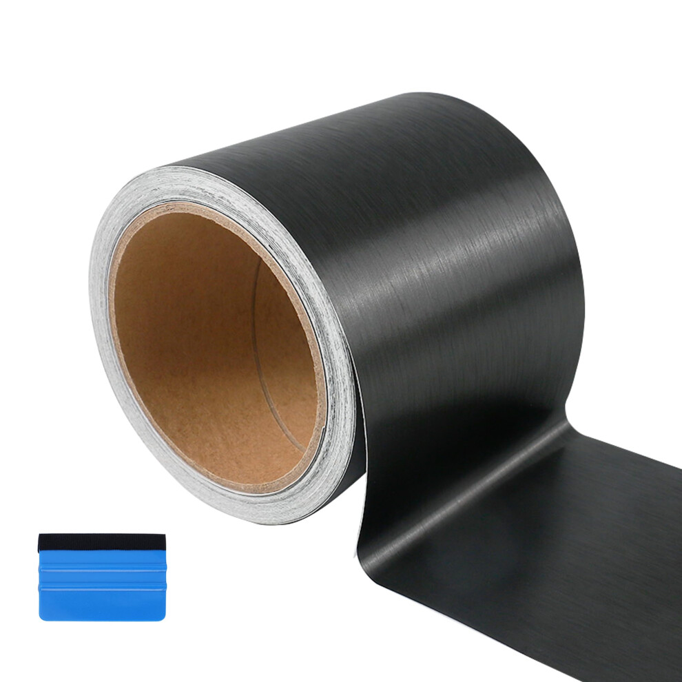 Newl Satin Metallic Brushed Vinyl Wrap Tape 7.5Cm X 900Cm Air-Release Adhesive Vinyl Wrap For Cars Anti-Scratch Car Door Sill Protector Car Sill Black 5051226212192