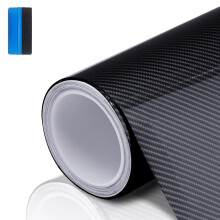 NewL 6D Carbon Fiber Vinyl Wrap Roll, Black Self-Adhesive Waterproof Gloss Carbon Fibre Sticker Roll with Plastic Scrapers for Car Interior, DIY