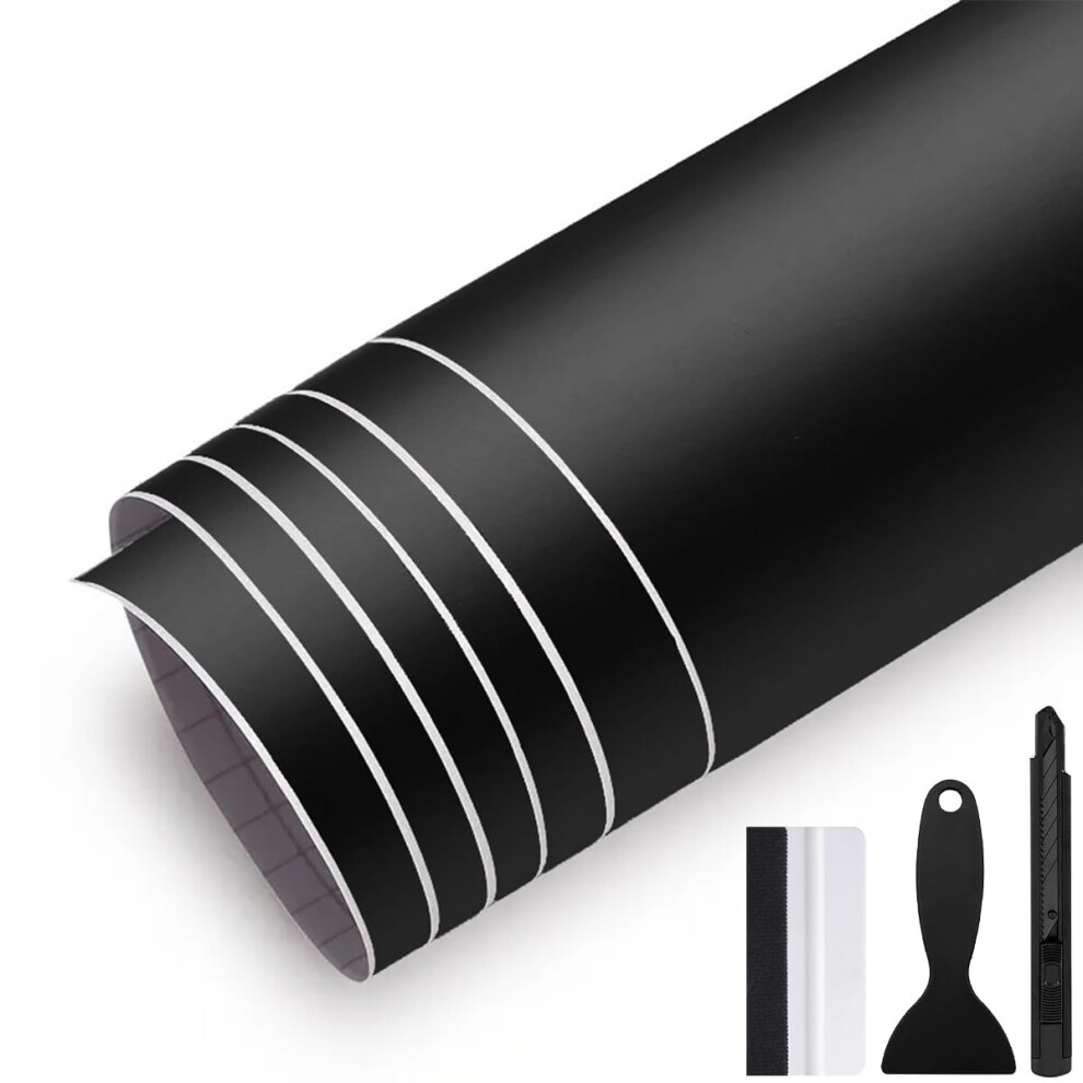 Grthtati 50Cm X 300Cm Matt Vinyl Wrap For Car Interior & Exterior Self Adhesive Bubble-Free Vinyl Film For Automotive, Motorcycle, Bike (Matt Black 5051226215469